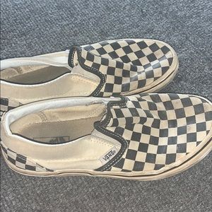 kids vans checkered slip ons